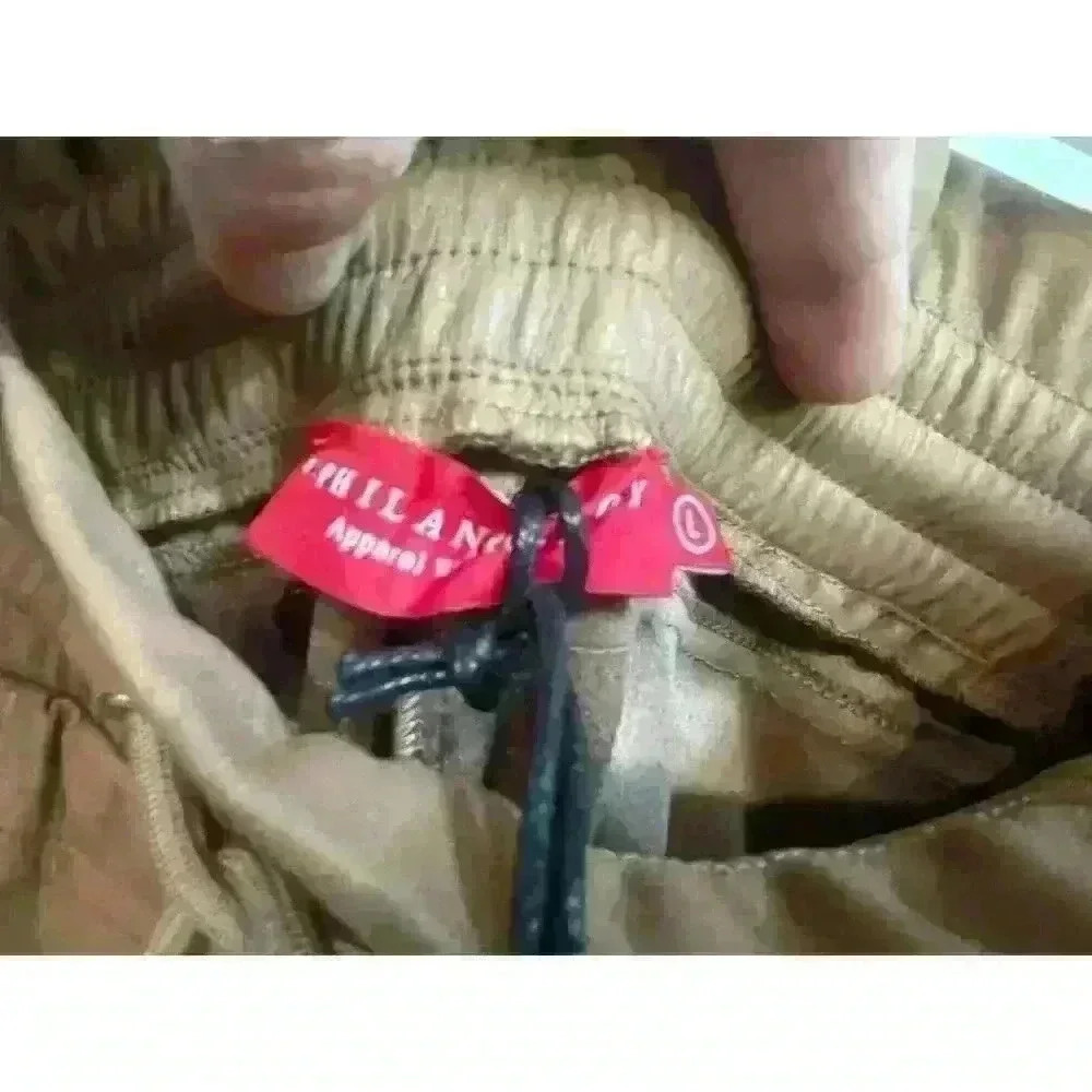 New! Philanthropy Tan Faux Leather Drawstring Shorts Size Large - Picture 4 of 5